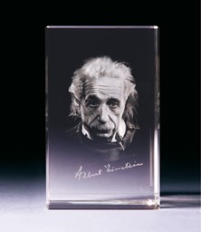 Zeige Details für Albert Einstein Büste in Glasblock - 3D-Glas mit realistischem Textur-Effekt Bild von Albert Einstein Büste in Glasblock - 3D-Glas mit realistischem Textur-Effekt