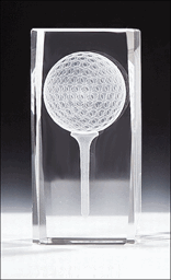 Zeige Details für Golfball auf Tee  3D-Glas fein gelasert Bild von Golfball auf Tee  3D-Glas fein gelasert