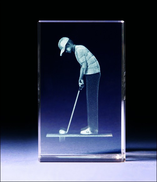 Bild von Golfer beim Putten 3D-Glas mit Textur-Effekt