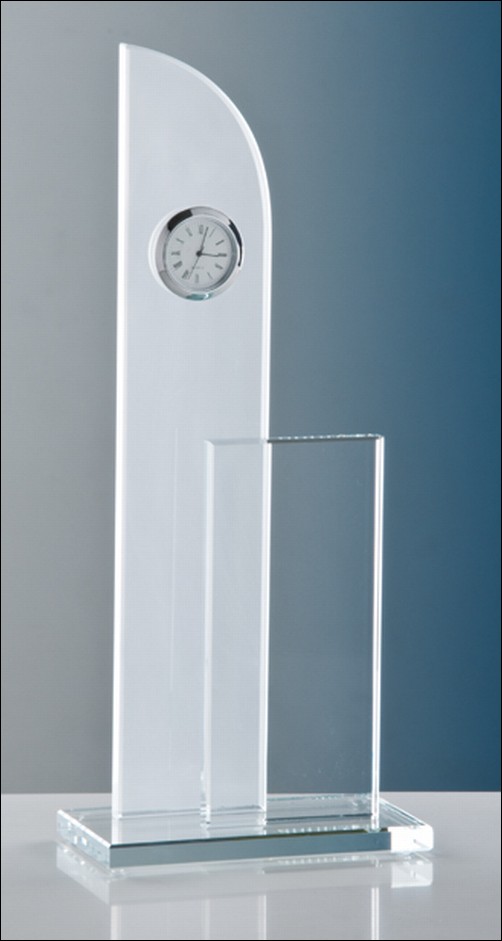 Bild von Kristallglas-Award WhiteClock mit Quartz-Uhr