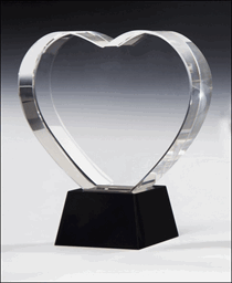 Bild von Crystal Big Heart Award Kristallherz Glasherz auf Glassockel
