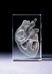 Bild von Sehr detailreiches Herz in Glasblock - 3D-Glas mit realistischem Textur-Effekt