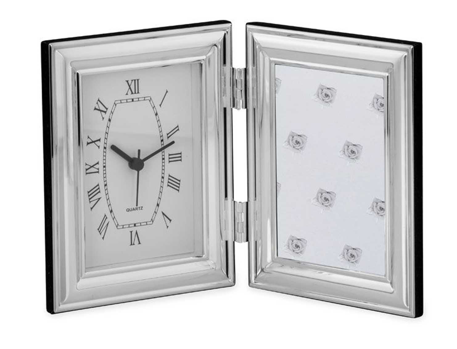 Bild von Fotorahmen mit Uhr, versilbert